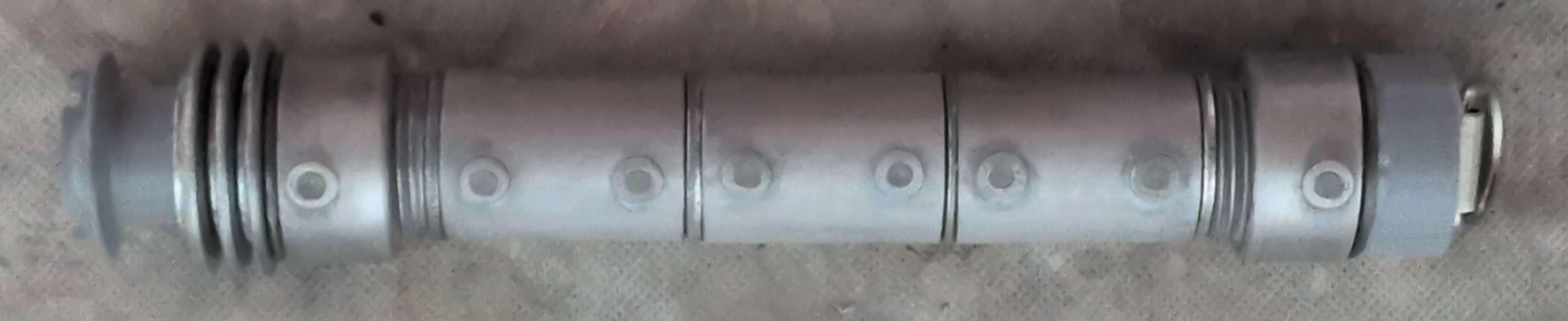 The fully assembled but unpainted hilt with the rough sanding