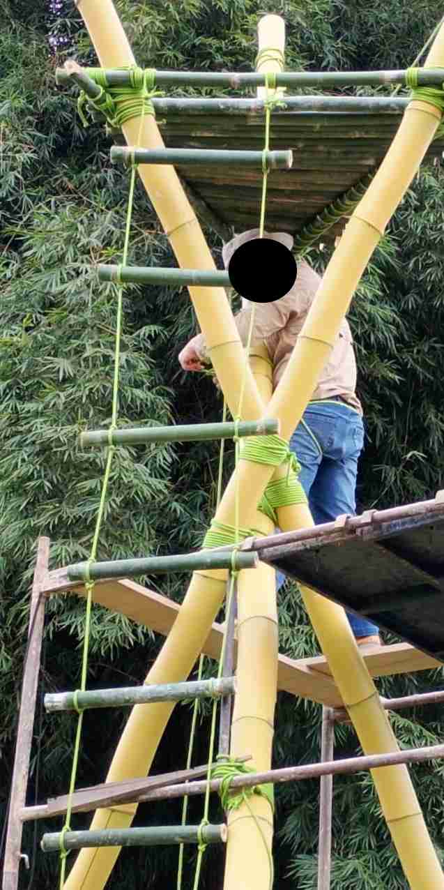 The original rope ladder and finished floor